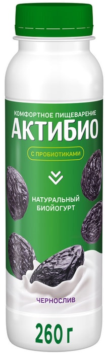 

Йогурт питьевой АктиБио Комфортное пищеварение с черносливом 1.5% БЗМЖ 260 г