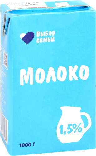 

Молоко ультрапастеризованное Выбор семьи 1.5%, 1 кг