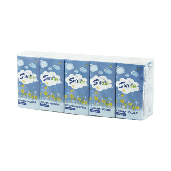 Платочки носовые SoftLife бумажные 10 х 10 шт