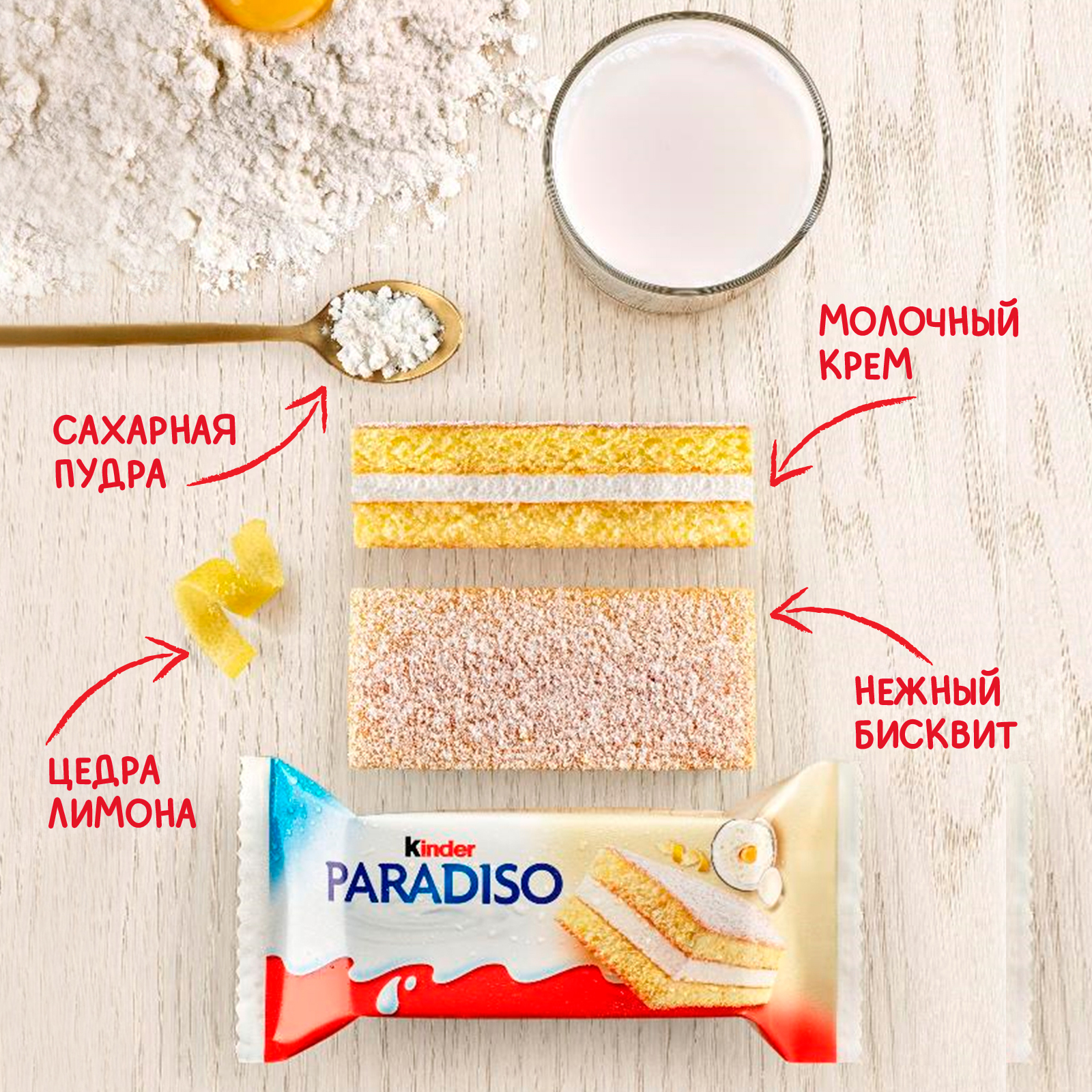 

Пироженое бисквитное Kinder Paradiso с молочной начинкой и лимонной ноткой 29 г