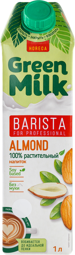 

Напиток миндальный Green Milk Barista Соевая основа ультрапастеризованный 1 л