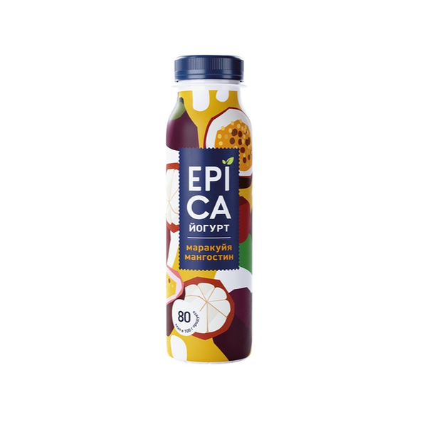 Йогурт питьевой 2,5% Epica маракуйя-мангостин, 260 г
