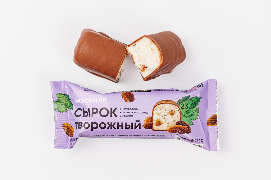 

Сырок творожный ВкусВилл с изюмом 23% 50 г