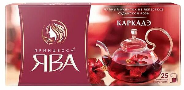 Напиток чайный Принцесса Ява красный, каркадэ в пакетиках 25 шт. х 1.5 г