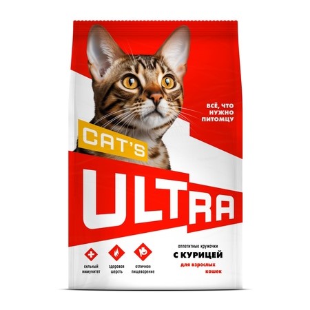 

Сухой корм для кошек Ultra для взроcлых с курицей, 3 кг