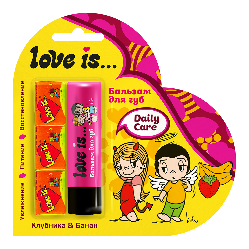 

Набор Бальзам для губ + Жевательная резинка Love is Клубника-банан 36 г