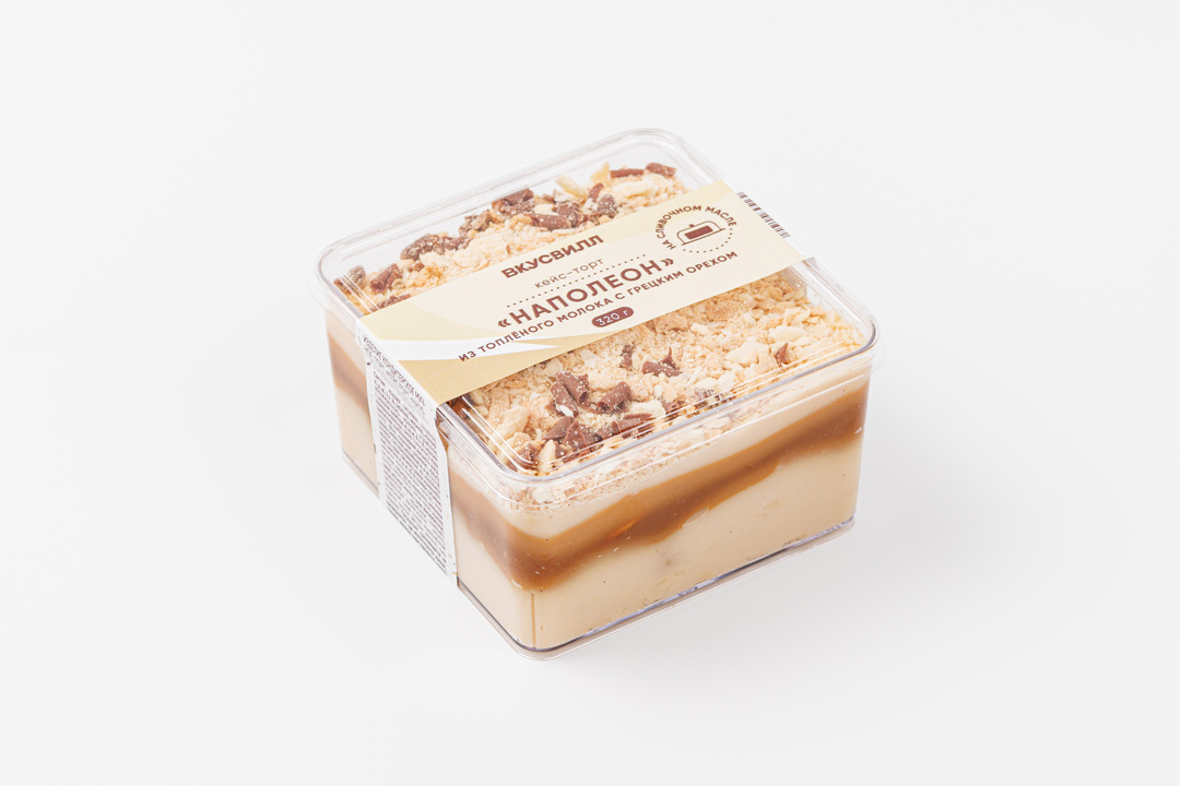 

Кейс-торт ВкусВилл Наполеон из топлёного молока с грецким орехом 320 г
