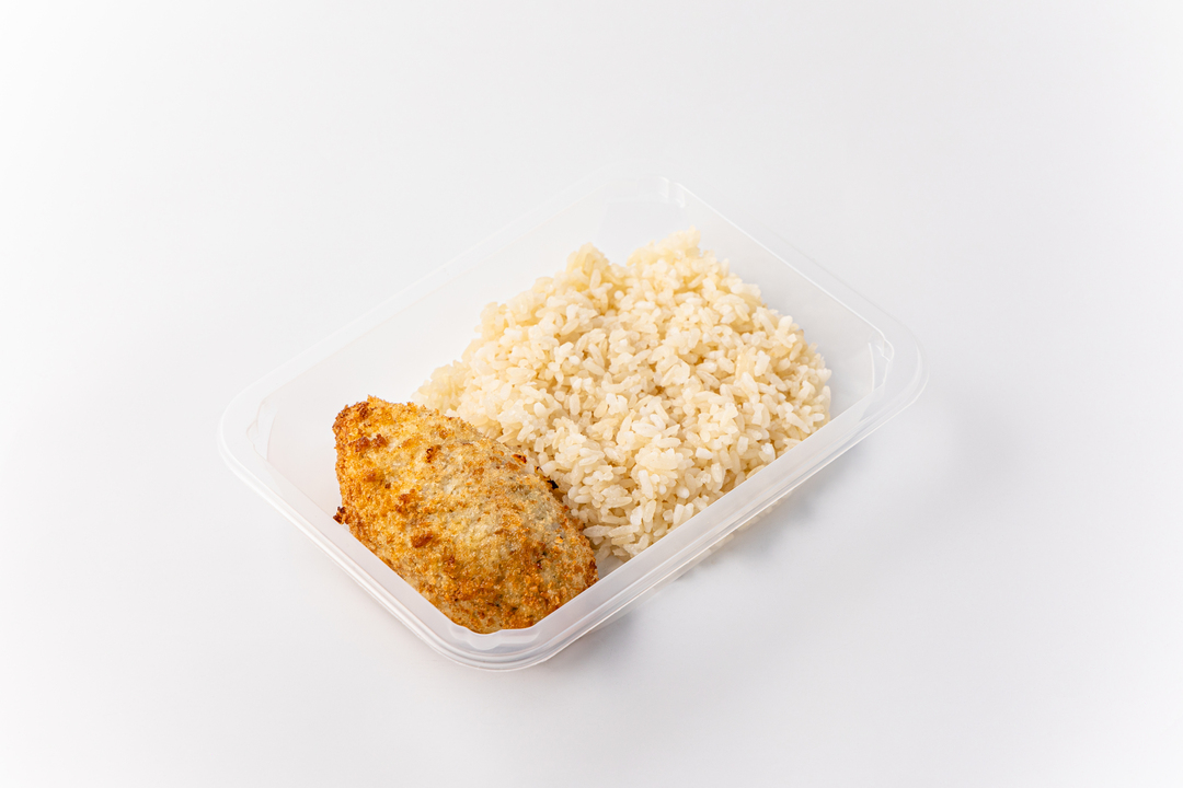 

Котлета рыбная ВкусВилл в кляре с отварным рисом 250 г