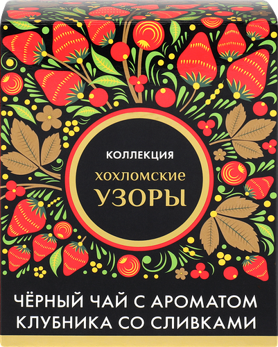 Чай черный Лента Русские узоры клубника со сливками 20 пирамидок 40 г
