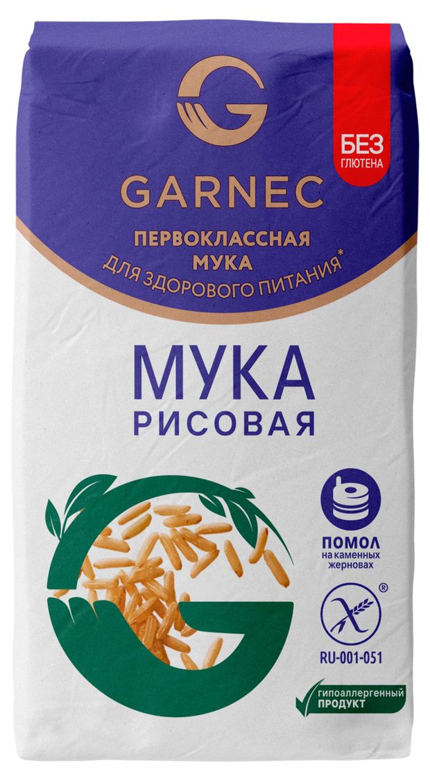 

Мука Garnec рисовая без глютена, 500 г
