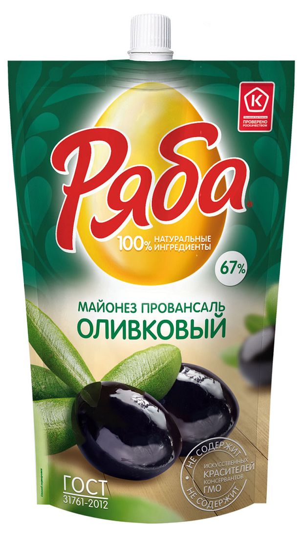 

Майонез Ряба провансаль оливковый 67%, 372 г
