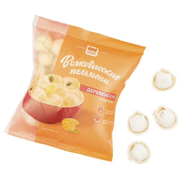 Полуфабрикат в тесте пельмени Деревенские с маслицем заморожен мясные категор В 430г