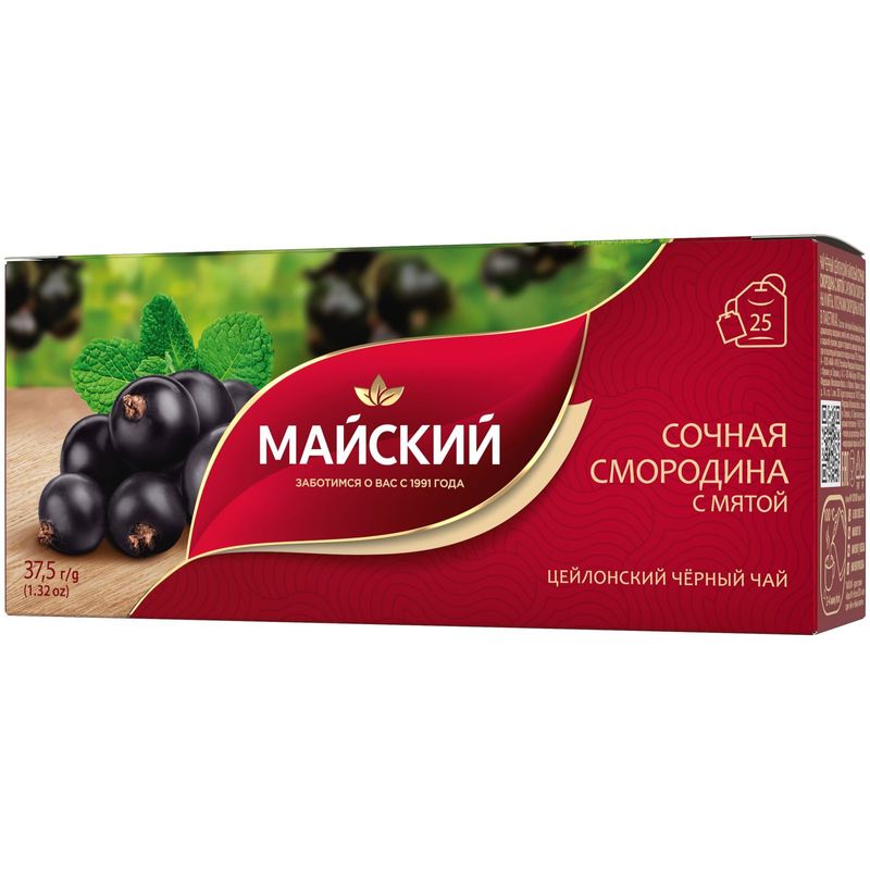 

Чай черный Майский Сочная Смородина с мятой 25 пакетиков х 1.5 г