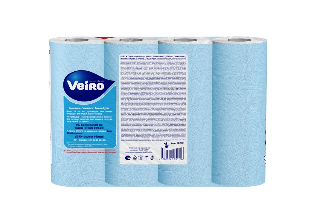 

Бумага туалетная Veiro Домашняя 2-слойная 12 рулонов