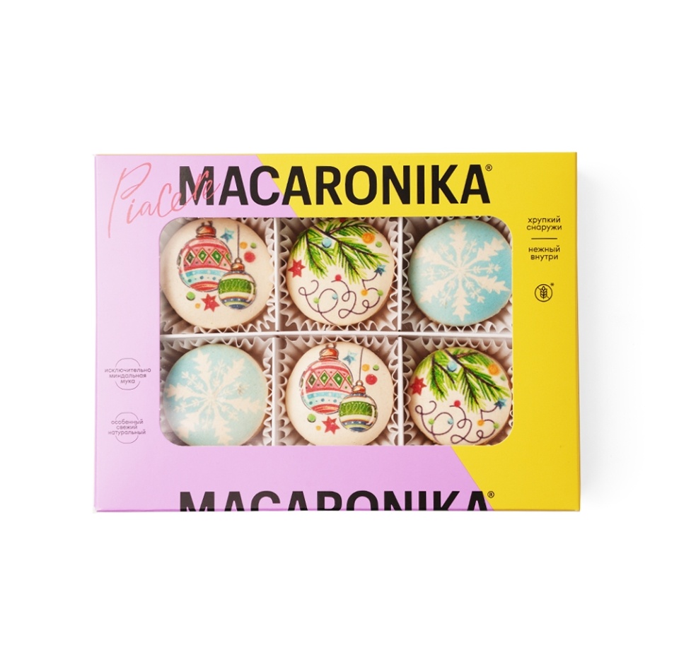 

Набор пирожных Macaronika Макарон новогодний 96 г 1 упаковка дизайн в ассортименте