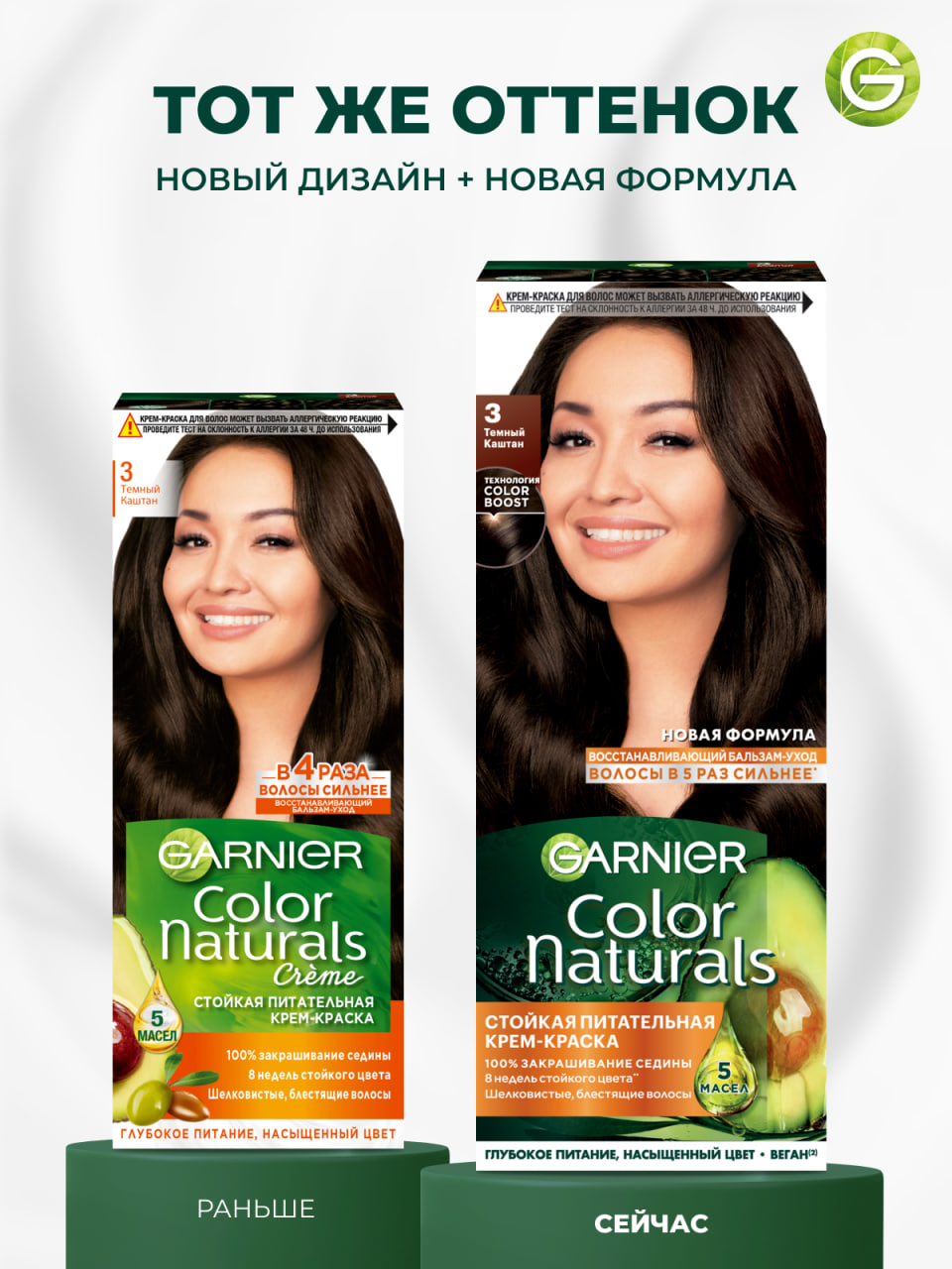 

Стойкая питательная крем-краска для волос Garnier Color Naturals оттенок 3 Темный каштан 110 мл