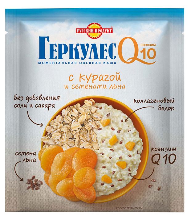 

Каша овсяная Геркулес Q10 моментального приготовления с курагой