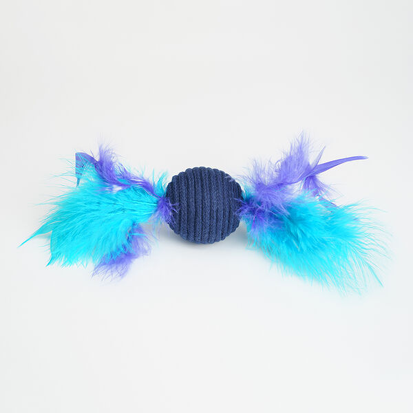 Игрушка с валерианой и гремелкой для кошек Шар с перьями, 5,5 см