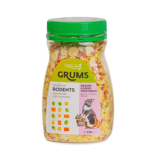 Лакомство для грызунов Гороховые хлопья, кукуруза, морковь