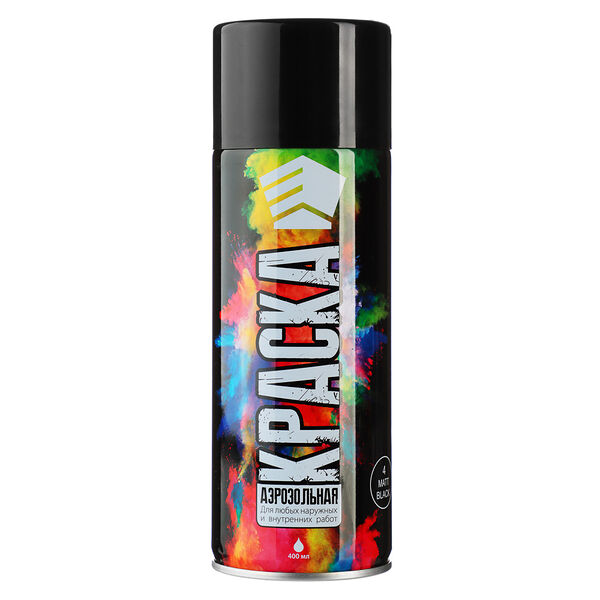 Ермак краска аэрозоль 400мл, черная, матовая 20(9001/4)