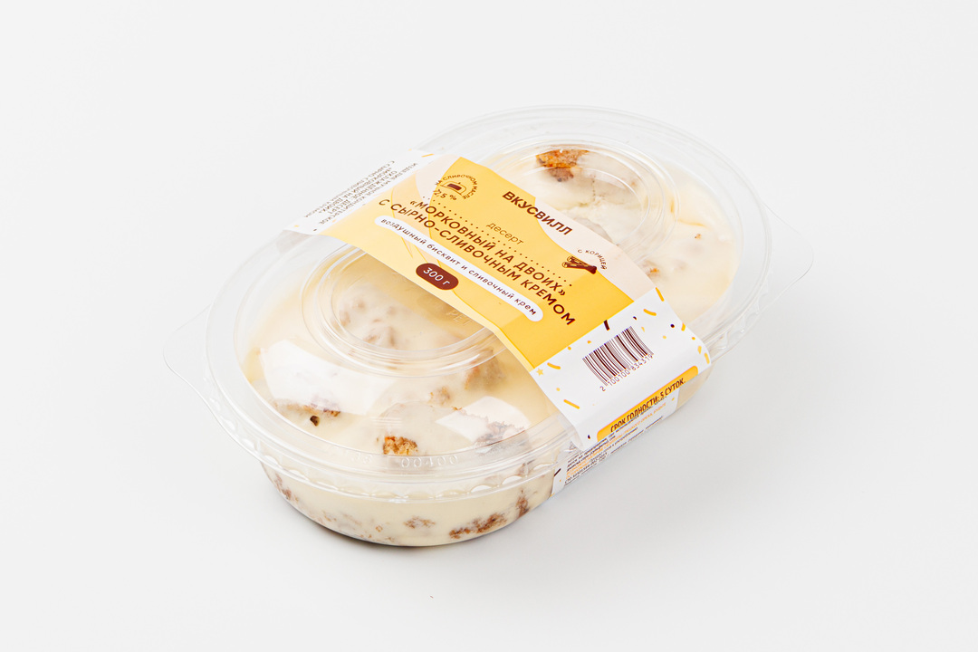 

Десерт ВкусВилл Морковный на двоих с сырно-сливочным кремом 300 г