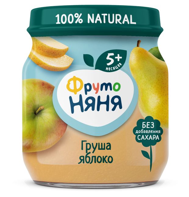 

Фруктовое пюре ФрутоНяня груша-яблоко с 5 месяцев 100 г