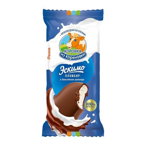 Мороженое пломбир Коровка из Кореновки эскимо в бельгийском шоколаде 15% 70 г