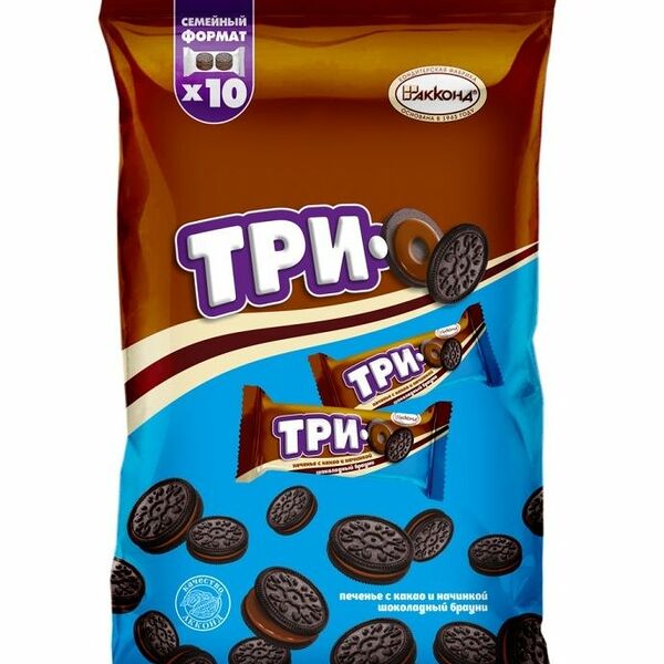 Печенье Трио какао с начинкой шоколадный Брауни 460 г