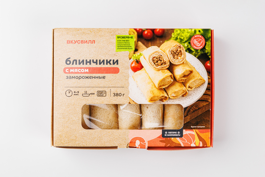 

Блинчики ВкусВилл с мясом замороженные 380 г