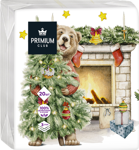 

Салфетки бумажные Premium Club У камина 3-слоя 33 х 33 см 20 шт.