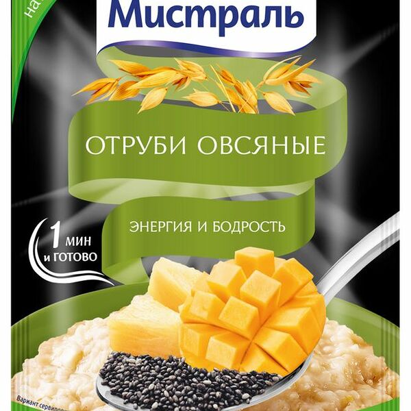 Отруби Мистраль овсяные Энергия и бодрость Манго-Ананас-Чиа 30 г