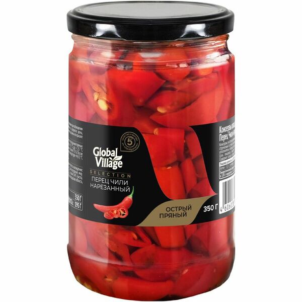 Перец Global Village Selection чили нарезанный 350 г ст/б