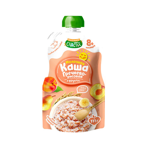 Каша молочная Маленькое счастье Гречнево-рисовая+фрукты 111г ДП