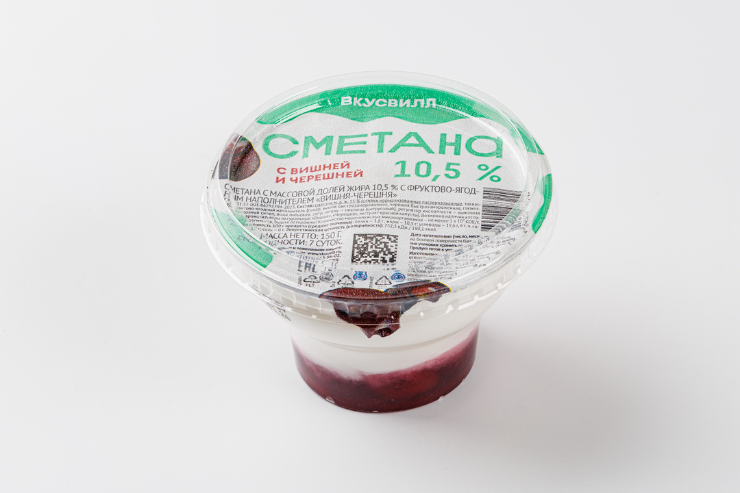 

Сметана ВкусВилл с вишней и черешней 10.5% 150 г