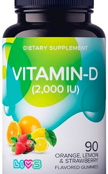 Пастилки LIVS Vitamin-D жевательные 2000 ЕД апельсин, лимон, клубника 90 шт