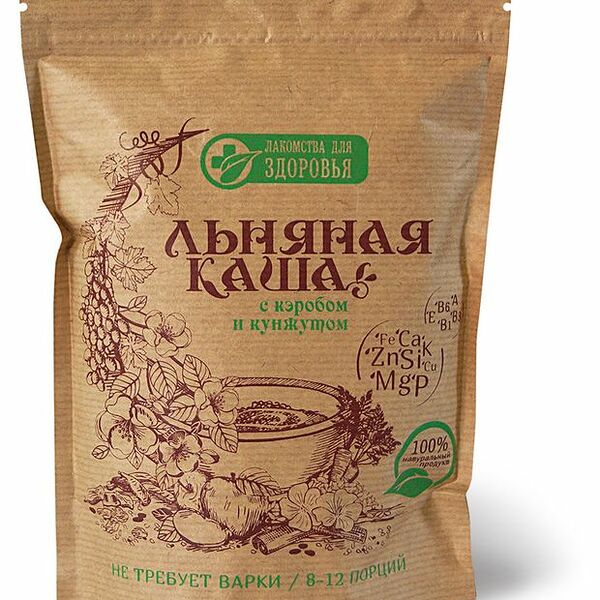 Каша льняная Лакомства для здоровья с кэробом и кунжутом