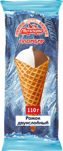 

Мороженое двухслойное пломбир Свитлогорье в вафельном рожке 15% 110 г