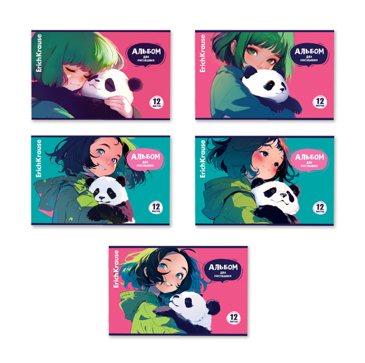 

Альбом для рисования ErichKrause Panda Hugs на скобе, А4, 12 листов, 1 шт в ассортименте