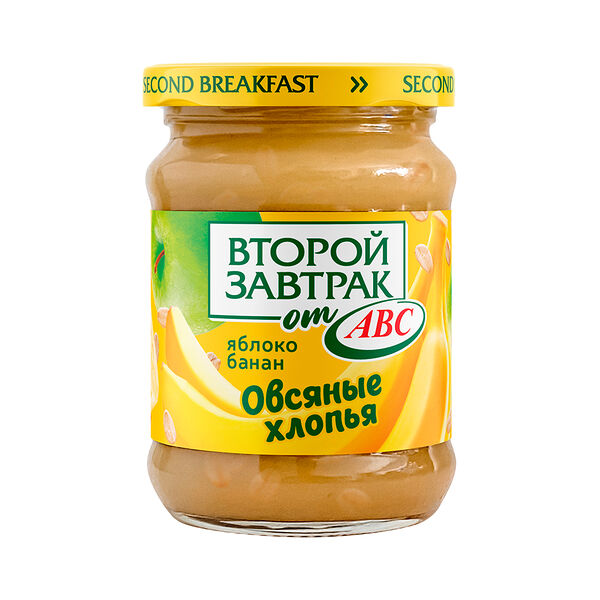 Десерт фрукт из яблок и бананов с овсяными хлопьями 250г ст/б Второй завтрак