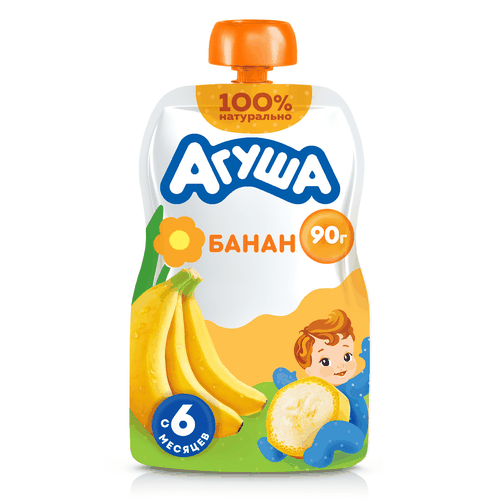 

Пюре фруктовое детское Агуша Банан в мягкой упаковке с 6 месяцев 90 г