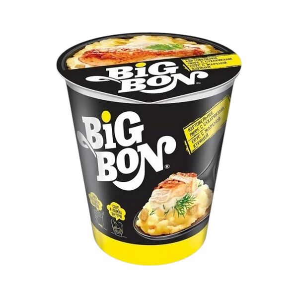 Картофельное пюре Big Bon с сухариками и соус с жарен. курицей стак. вес 60 гр.