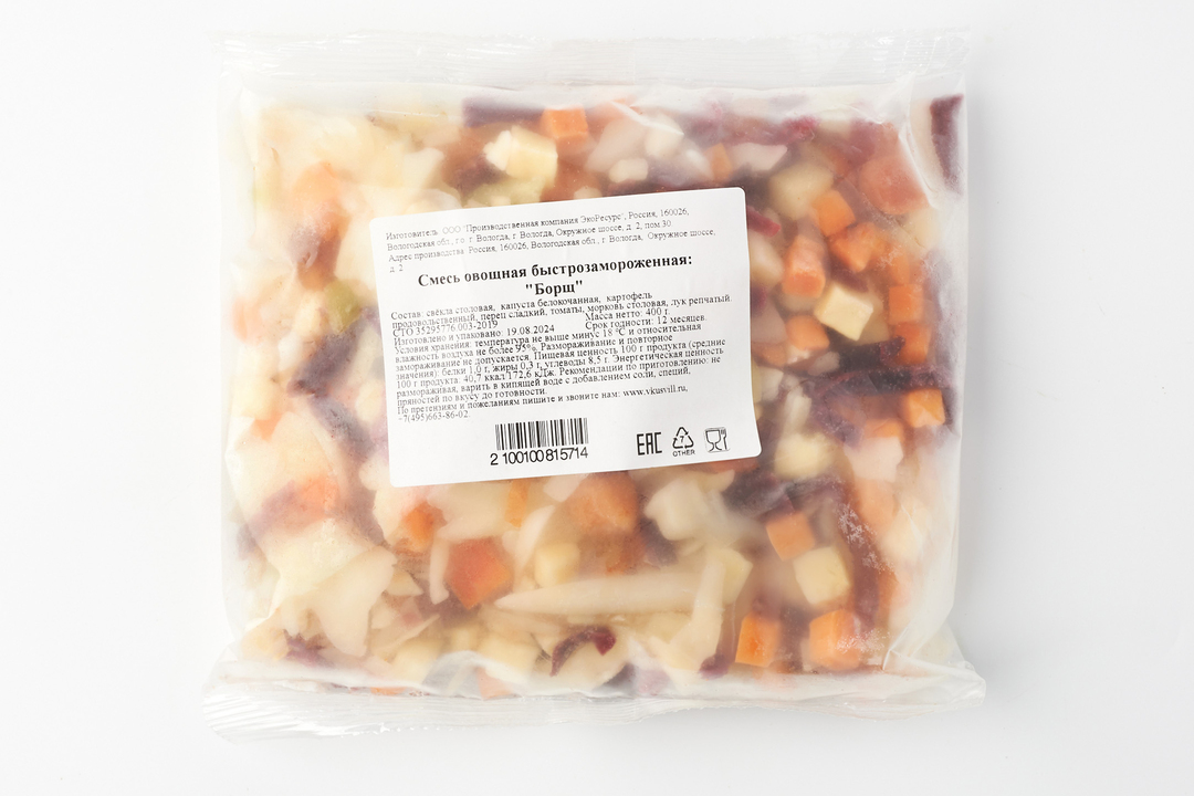 

Смесь овощная "Борщ", быстрозамороженная 400г
