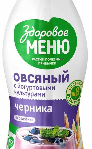 Продукт овсяный питьевой Здоровое Меню черника 250 мл