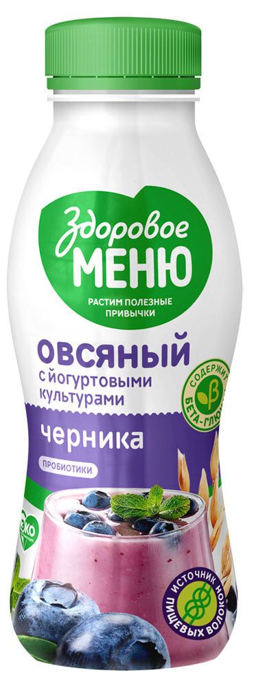 

Продукт овсяный питьевой Здоровое меню черника 250мл