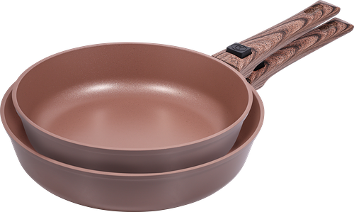 Набор сковород Hopps Mocha Mousse 24 см + 28 см + съемная ручка, литые, с антипригарным покрытием, Арт. HP-24-28