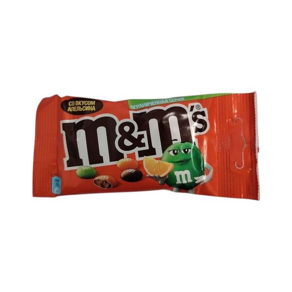 Драже M&м S с молоч шоколад покр хруст разноцв глазурью со вк апельс 45г