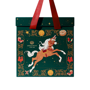 

Коробка подарочная Азбука Вкуса с ручками зеленая 34 х 24 х 35 см