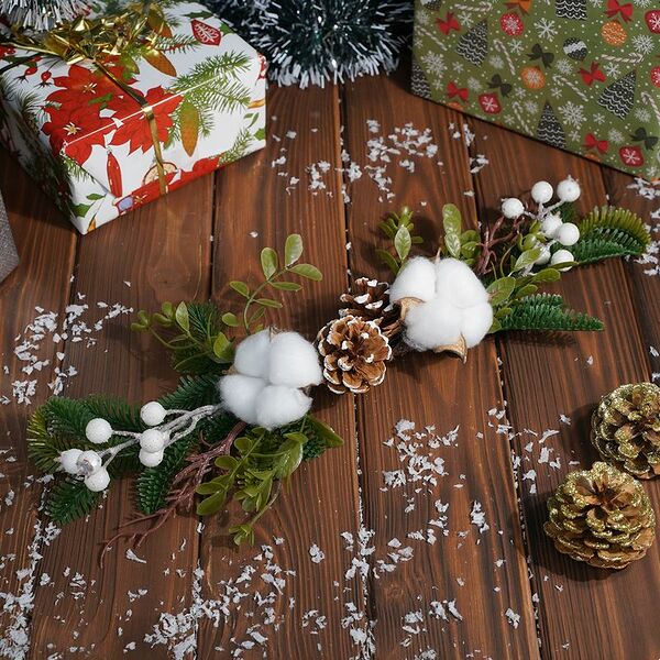 Ветка новогодняя, Снежное кружево, 45 см, в ассортименте