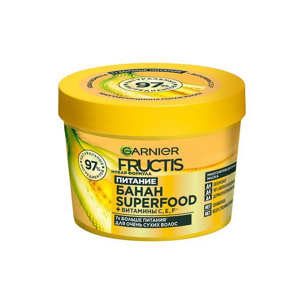 Маска для волос Garnier Fructis SuperFood 3 в 1 банан экстра питание 390 мл
