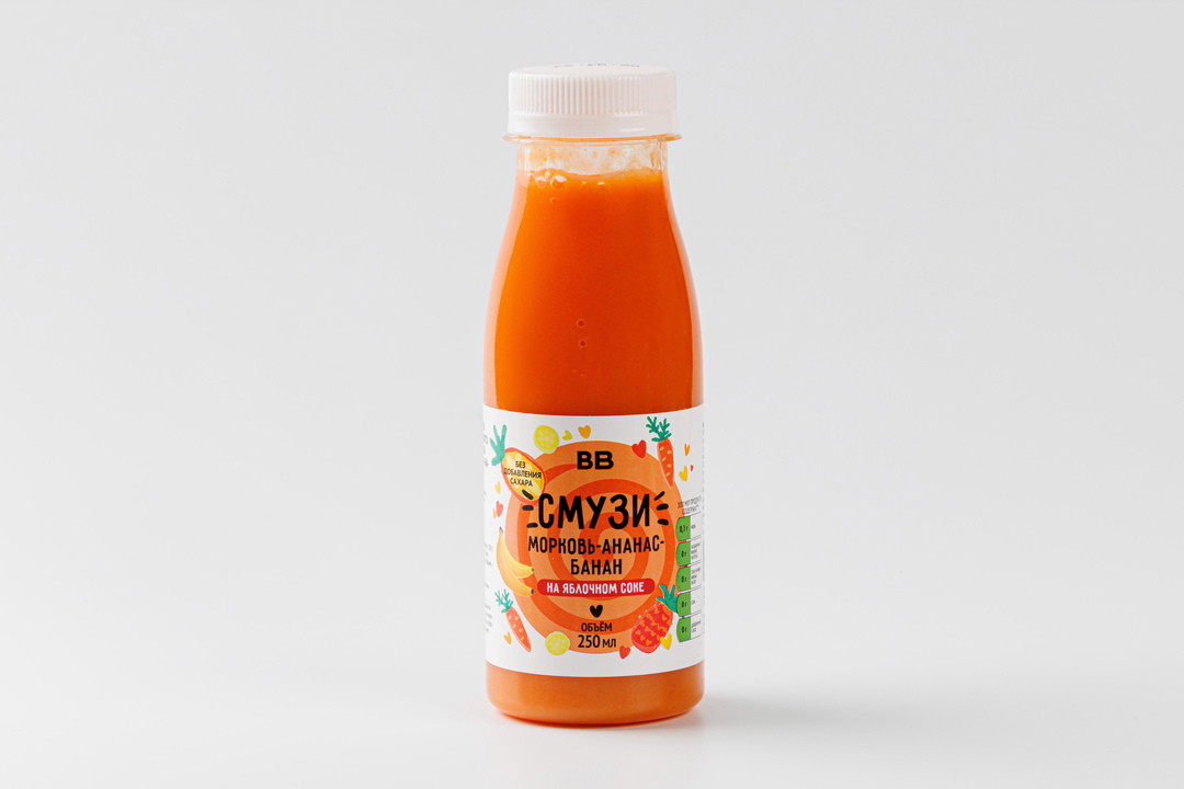 

Смузи Морковь-ананас-банан на яблочном соке